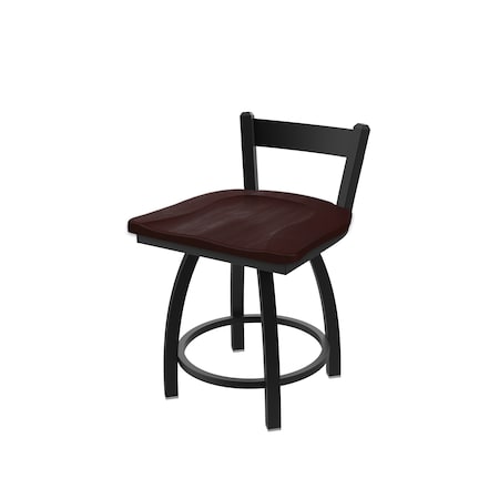 Holland Bar Stool Co 18" Low Back Swivel Vanity Stool, Black Wrinkle, Dark Cherry Maple Seat 82118BWDCMpl